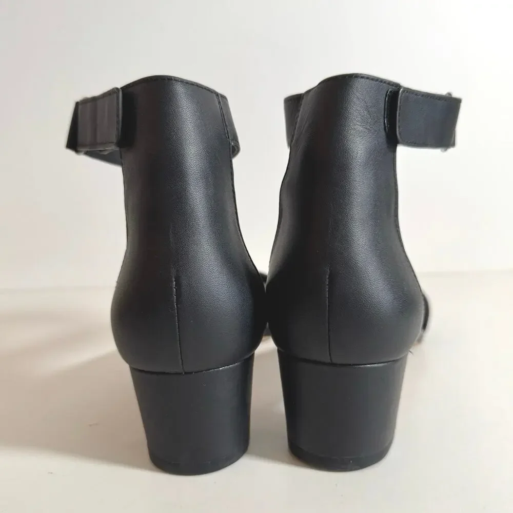 Vince Black Leather Ankle Strap Block Heel Sandals Women 9 Open Toe Dress Shoes